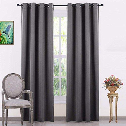 LE HAVRE Premium Silk Blackout Curtain Pack of 2 Piece with 3 Layers Weaving Technology & Solid Grommet Pattern/Thermal Insulated Draperies Energy Saving (Width - 48inch X 60inch -Length) Grey - Home Decor Lo