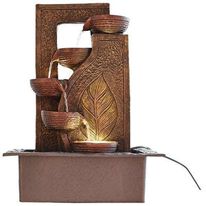 eCraftIndia Lord Ganesh and Round Textured Polystone Water Fountain (27 cm X 27 cm X 40 cm, Brown) & Five Steps Polystone Water Fountain (31 cm X 23 cm X 42 cm, Brown) Combo - Home Decor Lo