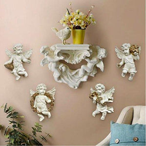 DI GRAZIA 3D Ceramic Spiritual Angel Wall Decoration - Set of 4 - Home Decor Lo