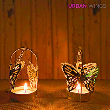 Load image into Gallery viewer, Urban Wings Creatives Hanging Buterfly T-Light Candle Holders Diwali Diya Brass Tealight Holder (Multicolor, Pack of 2) - Home Decor Lo