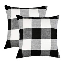 Load image into Gallery viewer, Black and White Buffalo Check Plaids Throw Pillow Case Cushion Cover for Sofa 18 x 18 Inch, Pack of 2 - Home Decor Lo