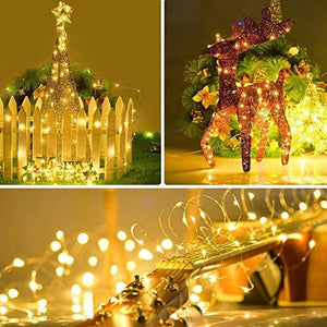 XERGY 33ft 100 LED Copper Wire Fairy String Lights 8 Modes USB Powered with Remote Control for Christmas Party Decoration-Warm White (Pack of 1) - Home Decor Lo