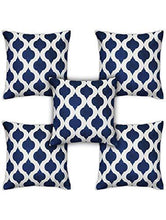 Load image into Gallery viewer, Story@Home Printed Cotton Decorative Cushion Covers (16 X 16 Inches) Set of 5, Navy Blue and White - Home Decor Lo