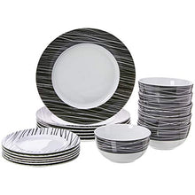 Load image into Gallery viewer, AmazonBasics 18-Piece Kitchen Porcelain Dinnerware Set, Dishes, Bowls, Service for 6, Sketch - Home Decor Lo
