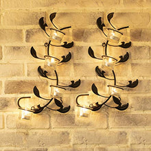 Load image into Gallery viewer, Kaameri Bazaar Set of 2 Wall sconces 42cm Long with 8 Glass Cup Candle Holders and Bonus Tealight Candles