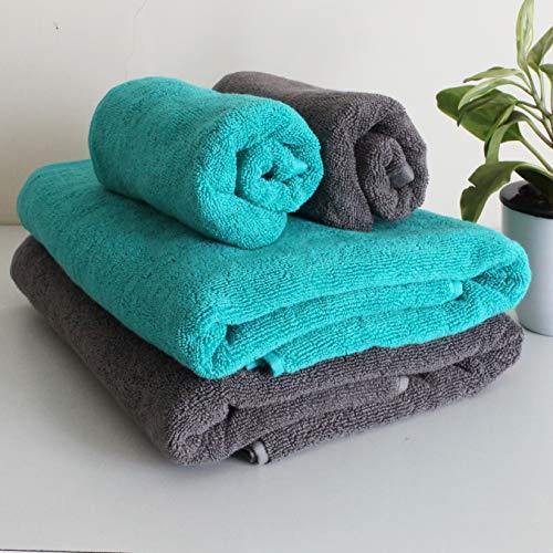 Heelium Bamboo Towel Set (Bath & Hand Combo), 600 GSM, Ultra Soft, Super Absorbent, Antibacterial, 4 Pieces (Grey, Teal) - Home Decor Lo