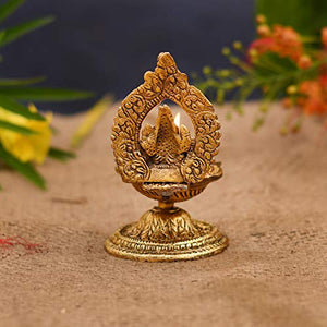 Collectible India Metal Ganesha Design Decorative Diya (Golden, 4.5 X 2 X 2 Inch) - Home Decor Lo