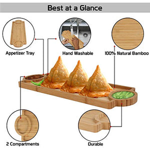 FWQPRA® Wooden Bamboo Appetizer Platter Serving Tray Chip & Dip Tray Serving Set (Pack of 1) - Home Decor Lo