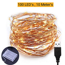 Load image into Gallery viewer, TIED RIBBONS 10 Meter 100 LED Decorative Fairy String Lights - USB and Battery Operated - for Home Decoration (Multicolour) - Home Decor Lo
