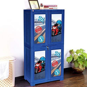 Cello Novelty Big Little Racer Cupboard with 6 Shelves (Matt Finish, Blue) - Home Decor Lo
