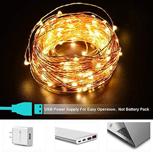 XERGY 10 M,100 LED's Fairy Light (3 Copper Wires, Durable Quality) Waterproof Decorative String Lights - USB Powered (USB Wire Length - 2 M) - Home Decor Lo