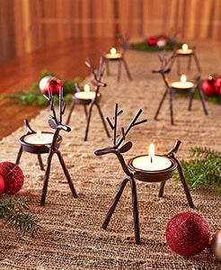 The Purple Tree Cute Christmas Reindeer Tealight Holder - 4 pc (Black) Reindeer Shaped tealight Holder, Christmas Gift, Christmas Lights, Christmas tealight - Home Decor Lo