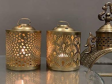 Urban Born Antique Metal Lantern and Hanging Tealight Holder for Home Decor (Pack of 2) *Free Tealights* - Home Decor Lo
