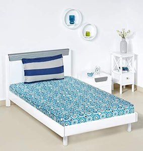 Amazon Brand - Solimo Bubble Bounty 144 TC 100% Cotton Single Bedsheet with 1 Pillow Covers, Blue - Home Decor Lo