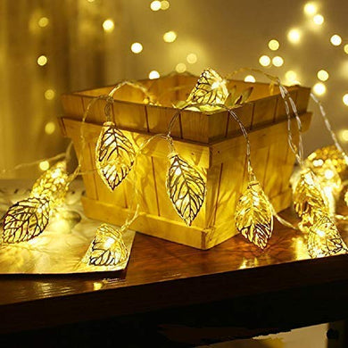 Mikha 16LED Leaves Fairy Decorative String Lights for Indoor, Outdoor Gardens Homes Diwali Wedding Christmas Party Lighting Decoration - Home Decor Lo