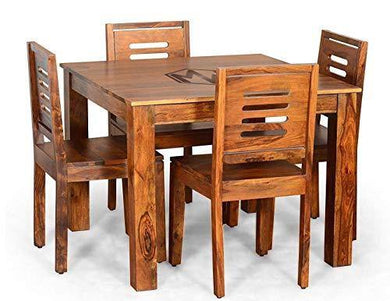 Sheesham Wood Dining Table Set with 4 Chairs for Home - Home Decor Lo