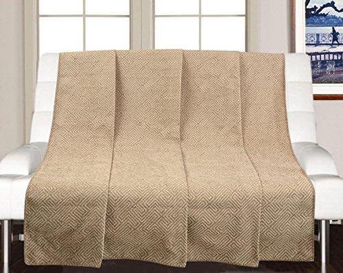 Saral Home Soft Reversible Decorative Synthetic Chenille Sofa Covers/Throw (Beige, 140x210cm) - Home Decor Lo