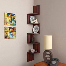 Load image into Gallery viewer, Furniture Cafe Zigzag Corner Wall Mount Shelf Unit/Racks and Shelves/Wall Shelf/Book Shelf/Wall Decoration (Matt Finish, Mahogany) - Home Decor Lo