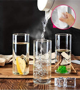Finster Crystal Cut Water Glasses - 300 ml Set of 6 Transparent Long Glass | Highball Glasses | Juice Glass | Plaza Tumbler - Home Decor Lo