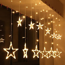 Load image into Gallery viewer, Home Solution&#39;s -Star Light Curtain Decorations (12 Star,138 LED,8 Flashing Modes in Warm White Color) - Home Decor Lo