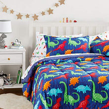 Load image into Gallery viewer, AmazonBasics Easy Care Super Soft Microfiber Kid&#39;s Bed-in-a-Bag Bedding Set - Full / Queen, Multi-Color Dinosaurs - Home Decor Lo