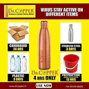 Dr. Copper World's First Seam Less Copper Water Bottle, Copper Bottles for Water 1 Liter,100% Pure Copper Water Bottles 1 Litre Best, Leak Proof Copper Bottles 1 Litre 1000ml - Home Decor Lo