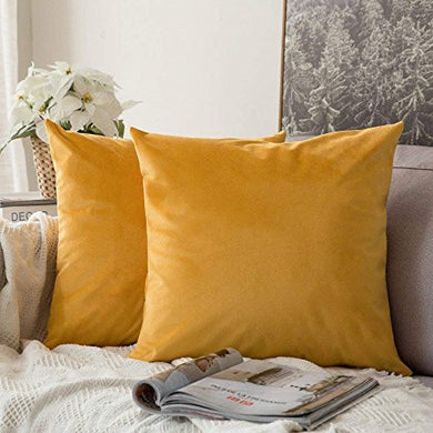 Khooti Velvet Cushion Cover, 16x16 (Orange Yellow)(Pack of 5) - Home Decor Lo