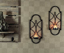 Load image into Gallery viewer, Hosley 7&quot; Tealight Candle Holder / Wall Sconce with Glass Cup &amp; Tealights for Decoration (Set of 2 )