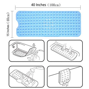 WHOLE MART® Rubber Bath Mat for Bathtub and Shower, Anti Slip, Anti Bacterial, Mold Resistant, 16 x 40 inches (Large Size) - Home Decor Lo