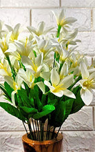 Load image into Gallery viewer, VTMT PETALSHUE-Artificial Lily Flower Bunch for Home Decoration and Garden Decor Set of 2 (10 Sticks 30 Flower) (White) - Home Decor Lo