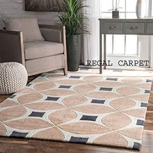 Load image into Gallery viewer, Regal Carpet Embossed Carved Handmade Tuffted Pure Woollen Thick Geometrical Carpet for Living Room Bedroom Size 4 x 6 feet (120X180 cm) Beige &amp; White Multi - Home Decor Lo