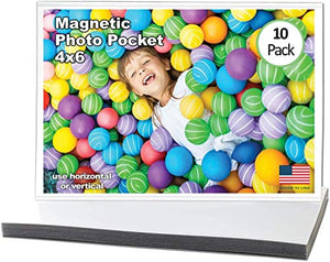 Magtech Magnetic Photo Pocket Frame, White, Holds 4 x 6 inches Photos, 10 Pack - Home Decor Lo