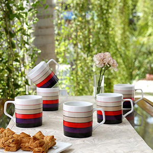 Clay Craft Director Hilton 389 Bone China Coffee Mug Set,Set of 6, Multicolour -(Size:220ml/6.6cm)- (CM-Director-Hilton-389) - Home Decor Lo