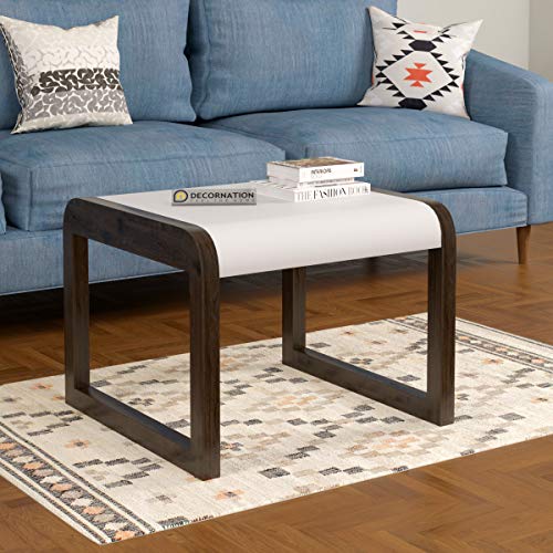 DecorNation Amber Wooden Coffee Table, Cocktail Table, Center Table for Living Room, Bedroom - White (Small Size) - Home Decor Lo
