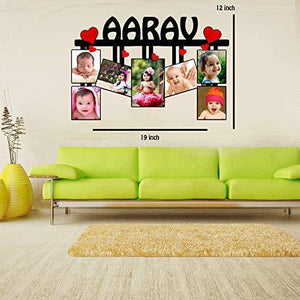 Unique Stuff Personalized Gift Wooden Photo Frame Customised with Your Name & Photos Collage (19 x 12 inch) - Home Decor Lo