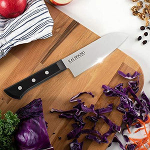Kai Gift Box Premium Chef Hocho Knife 18.7 cm - Blade, Santoku Big Knife 17.2 cm - Blade and Santoku Small Knife 14.2 cm - Blade, Black Stainless Steel Knife Set  (Pack of 3) - Home Decor Lo