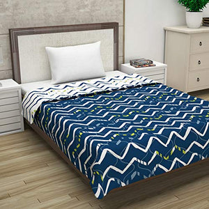 Divine Casa Microfiber Comforter/Blanket/Quilt/Duvet Lightweight, All Weather, Reversible Single Comforter Set of 2, Green and Blue- Abstract (110 GSM) - Home Decor Lo