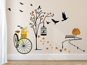 Amazon Brand - Solimo Wall Sticker for Living Room(Ride through Nature, ideal size on wall: 140 cm x 100 cm),Multicolour - Home Decor Lo