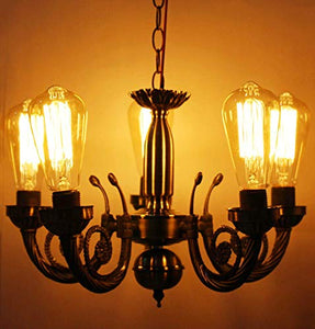 GreyWings 5 Lamp Antique Brass Portuguese Style Chandelier, Ceiling Hanging Light, Pandent Lamp (Antique Bronze) - Home Decor Lo