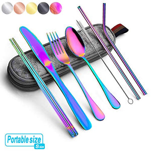 Travel Utensils,Reusable Silverware Set To Go Portable Cutlery Set with a  Waterproof Carrying Case for Lunch Boxes Camping School Picnic