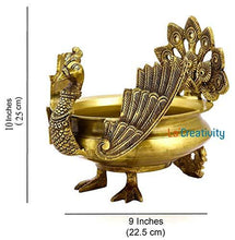 Load image into Gallery viewer, La Creativity Peacock Winged Design Brass Urli | Home Decor |(Standard Size) - Home Decor Lo