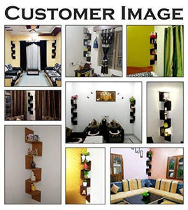 Furniture Cafe Zigzag Corner Wall Mount Shelf Unit/Racks and Shelves/Wall Shelf/Book Shelf/Wall Decoration (Matt Finish, Mahogany) - Home Decor Lo