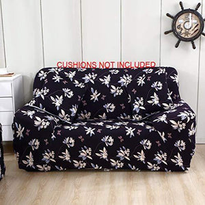 House of Quirk Universal Sofa Cover Big Elasticity Cover for Couch Flexible Stretch Sofa Slipcover (Black Flower, Double Seater 145-185 cm) - Home Decor Lo