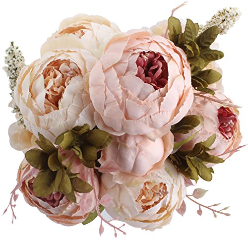 Duovlo Fake Flowers Vintage Artificial Peony Silk Flowers Wedding Home Decoration (Light Pink) by Duovlo - Home Decor Lo