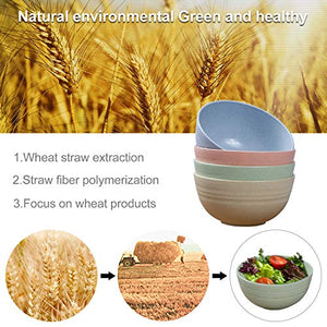 Unbreakable Cereal Bowls - 24 OZ Wheat Straw Fiber Lightweight Bowl Sets 4 - Dishwasher & Microwave Safe - for,Rice,Soup Bowls - Home Decor Lo