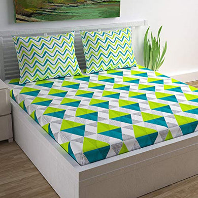 Divine Casa 100% Cotton Geometric Print Mix N Match Bedsheet for Double Bed (Multicolour)