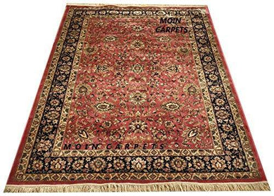 Moin Carpets Kashmiri Silk Carpets for Living Room and Home 9 x 12 Feet Pink and Black - Home Decor Lo
