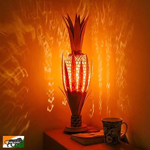LADY THIKHAI Pineapple Shape Bamboo Wooden Made Table Lamp -for Living Room,Bed Room,for Home Decorative Handcraft Table Lamp(Beige) - Home Decor Lo