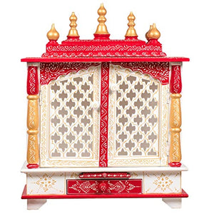 Kamdhenu art and craft Wooden Home Temple (Red, Standard) - Home Decor Lo