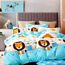 Load image into Gallery viewer, SinghsVillas Decor Super Heavy Glace Cotton Cartoon Lion Print 260 TC Double Bed Bedsheet for Kids Room with 2 Pillow Cover (Multicolour, 90 x 100 Inch) - Home Decor Lo